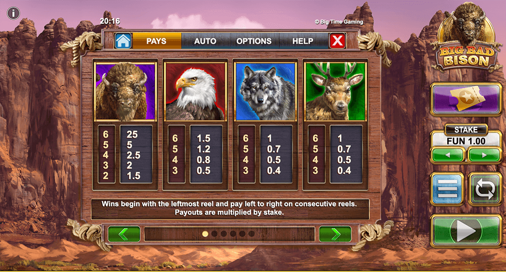 Big Bad Bison Symbols & Paytable Big Bad Bison Symbols & Paytable